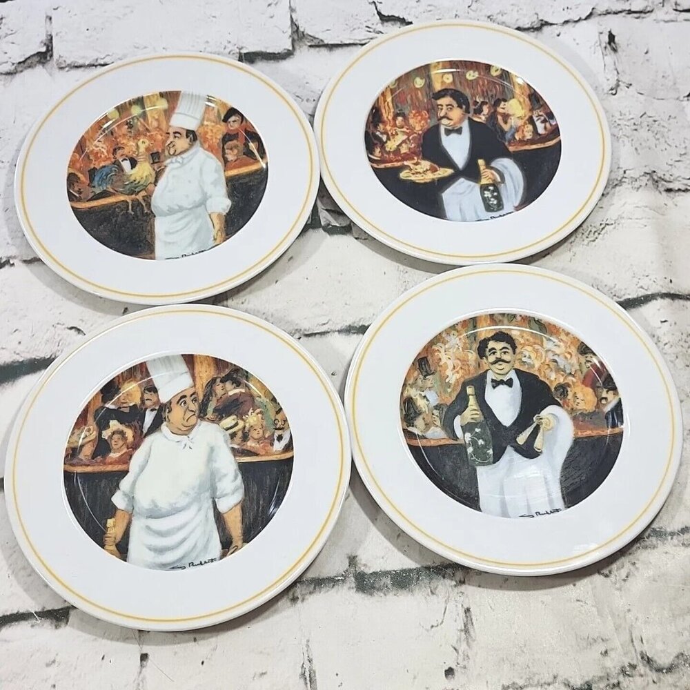 Guy Buffet Eschenbach Plates Set Of 4 Porcelain The‎ Cabaret Suites Chef Waiter